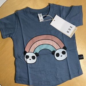 Hux Baby organic rainbow print panda tee shirt.